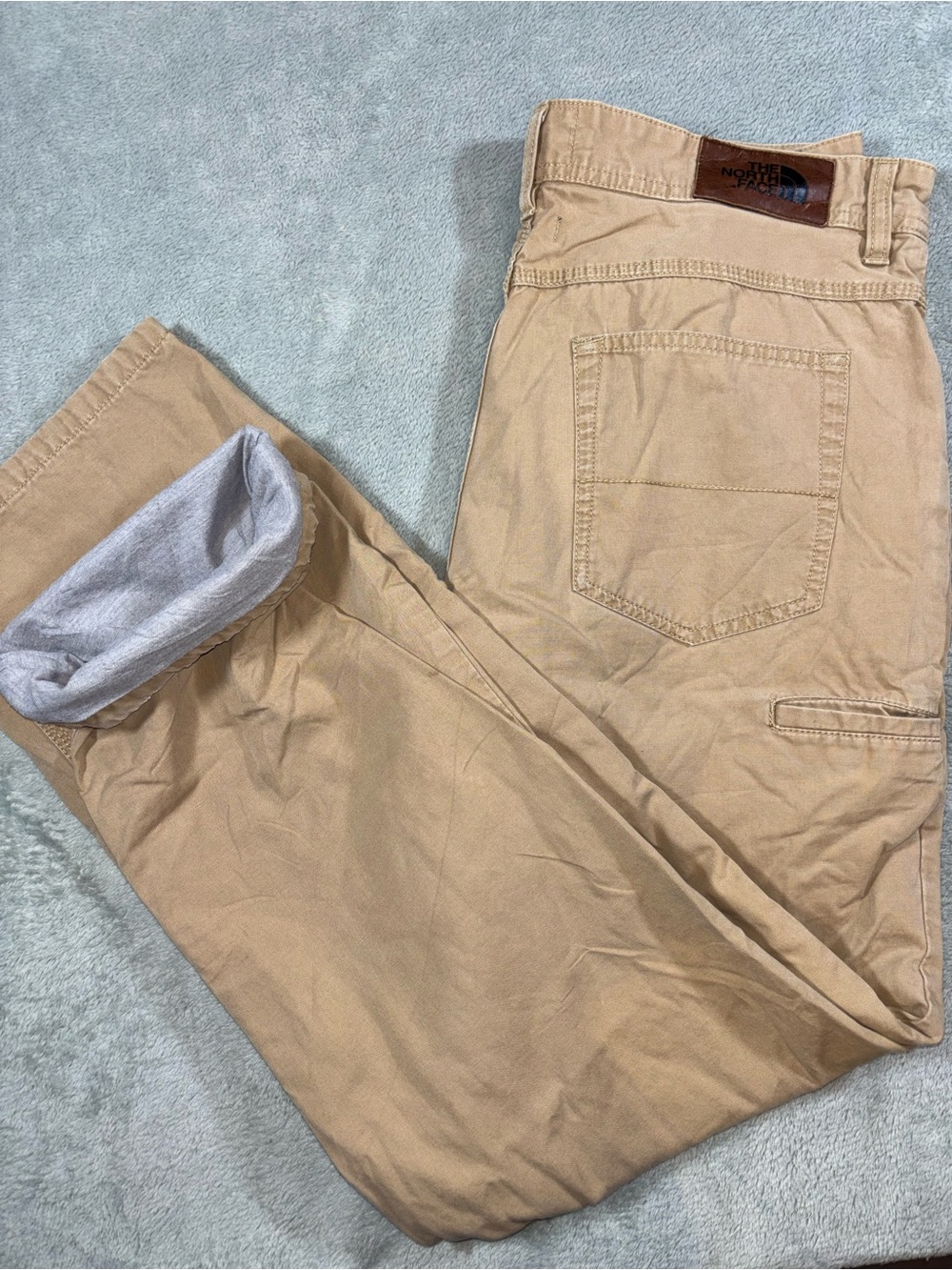 The North Face Men's Fleece-Lined Canvas Carpenter Pants - Tan Khaki 34 Regular